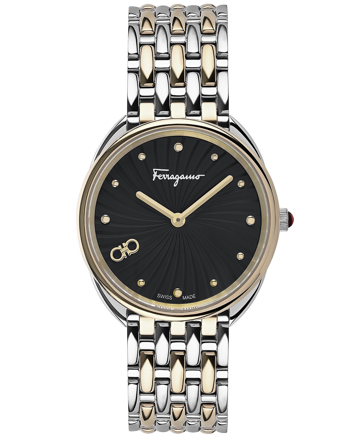 цена Женские двухцветные часы-браслет из нержавеющей стали Swiss Cuir, 34 мм Salvatore Ferragamo
