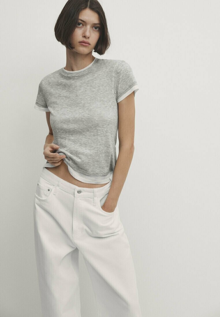 

Базовая футболка Double Short Sleeve Massimo Dutti, цвет grey