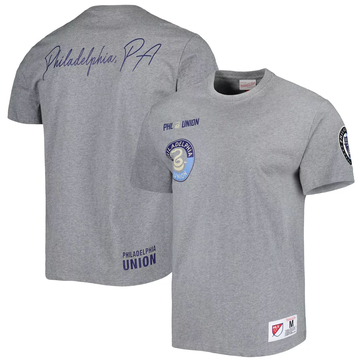 мужская футболка mitchell Мужская футболка Mitchell & Ness Grey Philadelphia Union City