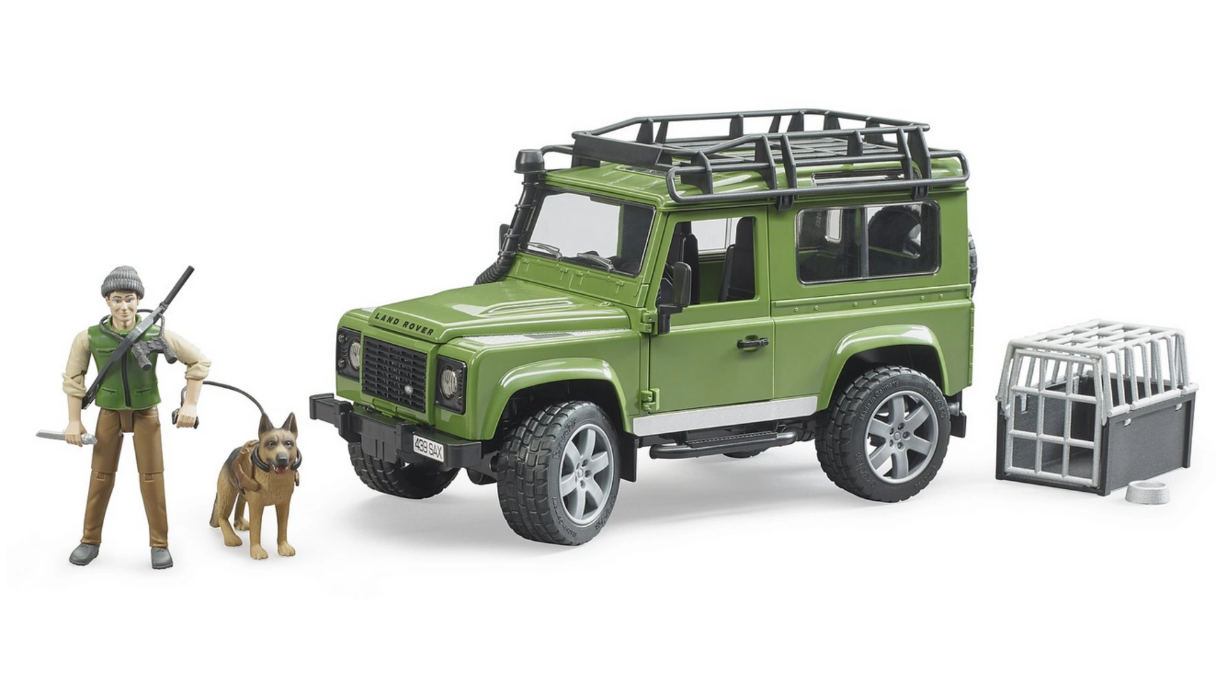 Bruder Land Rover Defender Station Wagon с лесником и собакой bruder 02587 внедорожник land rover defender с фигуркой и собакой фикс цена