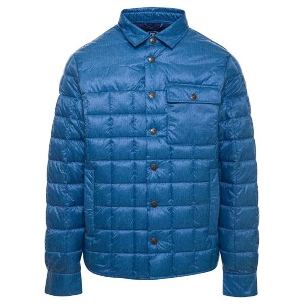 

Куртка quilted down jacket with logo patch in denim Save The Duck, синий