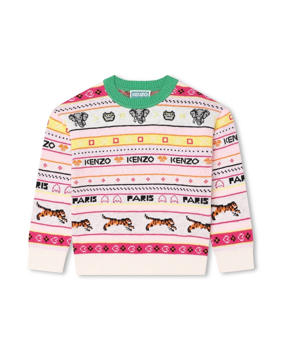 

Свитер для девочки с разноцветным жаккардом Kenzo, мультиколор