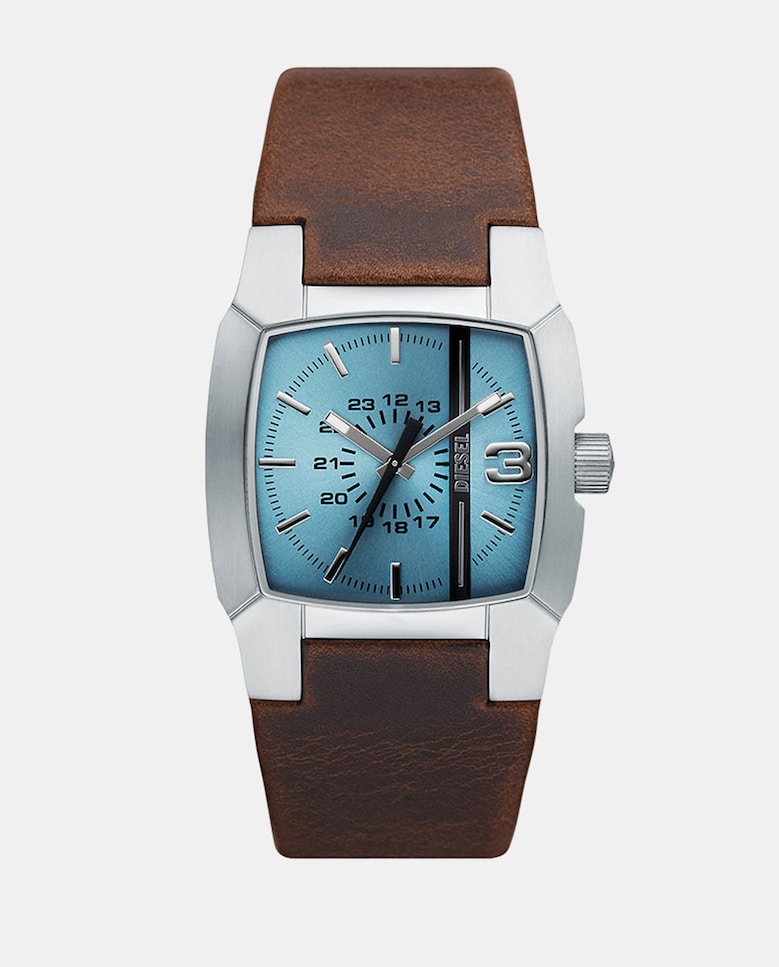 Экологичные мужские часы Cliffhanger DZ1998 из коричневой кожи Diesel, коричневый модные мужские кварцевые часы с большим циферблатом и кожаным ремешком