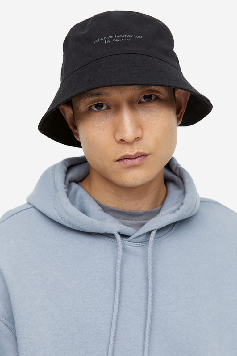 Хлопковая шляпа-ведро H&M, черный цена и фото