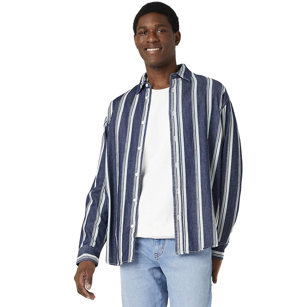 

Рубашка с длинным рукавом Wrangler Non Pocket Relaxed Fit, синий