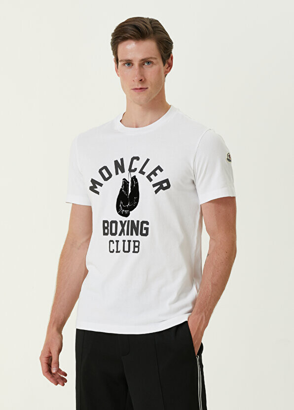 

Белая футболка с детальным логотипом Moncler, Белый