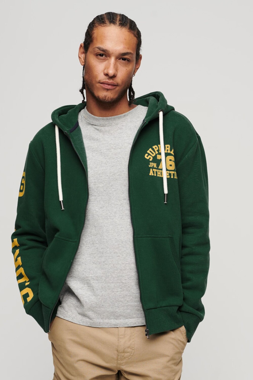 

Толстовка на молнии с рисунком Athletic College Superdry, зеленый