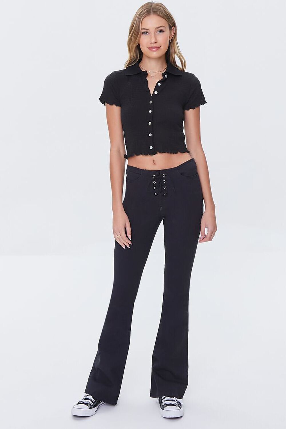 

Вельветовые брюки на шнуровке Forever 21, черный