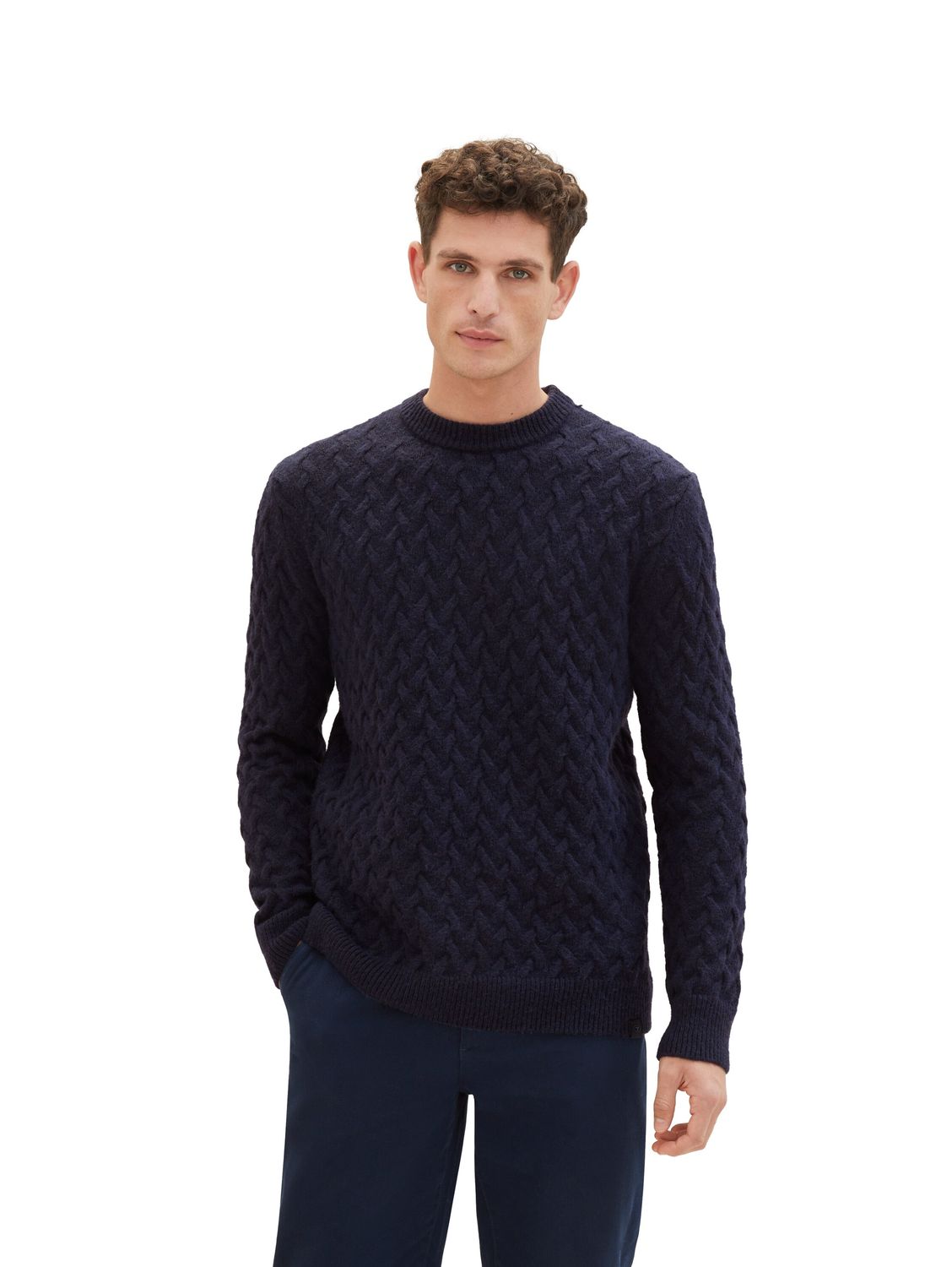 Пуловер Tom Tailor COSY CABLE KNIT, синий свитер tom tailor denim cosy knit розовый