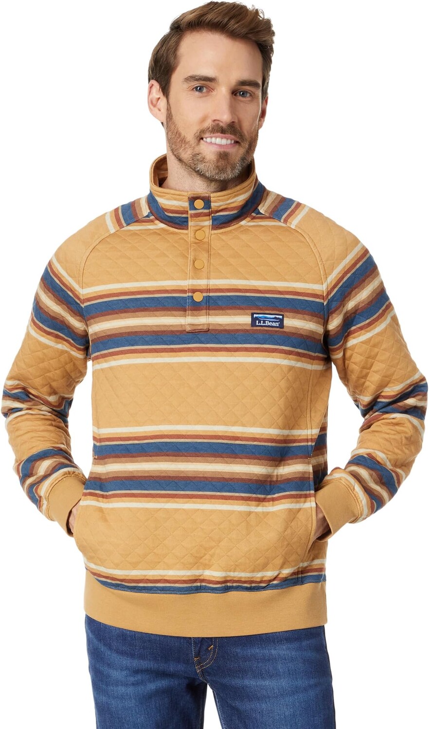 

Толстовка Quilted Sweatshirt Stripe L.L.Bean, цвет Barley Multi