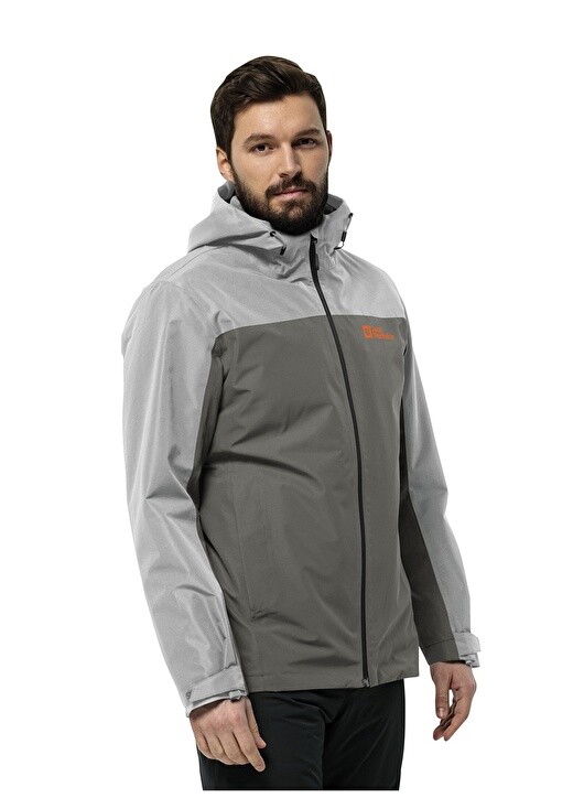 

Светло-серое мужское пальто с капюшоном Jack Wolfskin, Серый