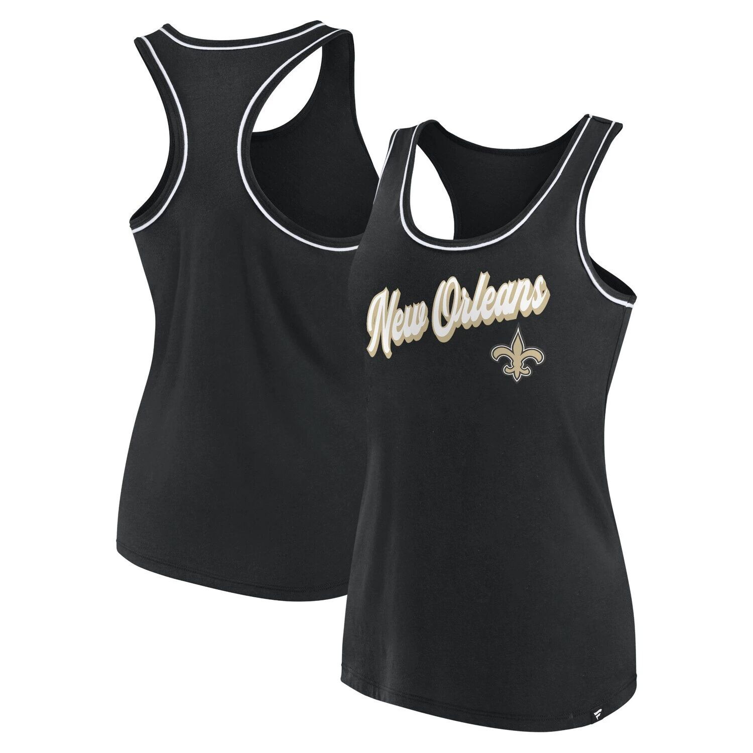 

Женская черная майка с фирменным логотипом Fanatics New Orleans Saints и логотипом Racerback с овальным вырезом Fanatics, Черный