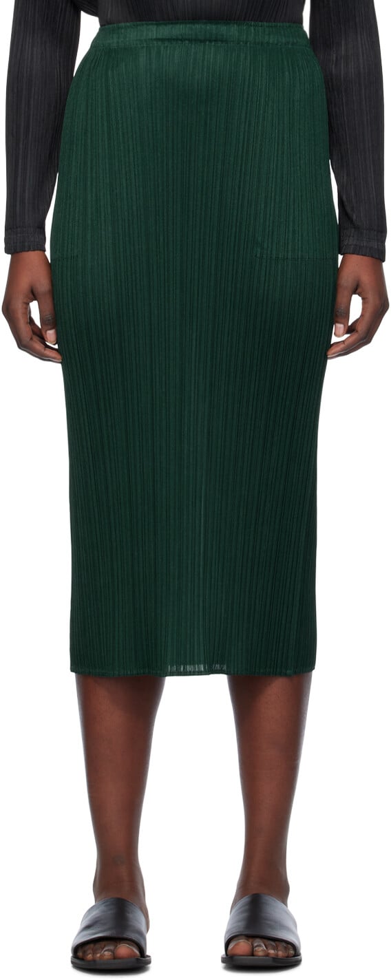 

Зеленая юбка-миди Basics Pleats Please Issey Miyake