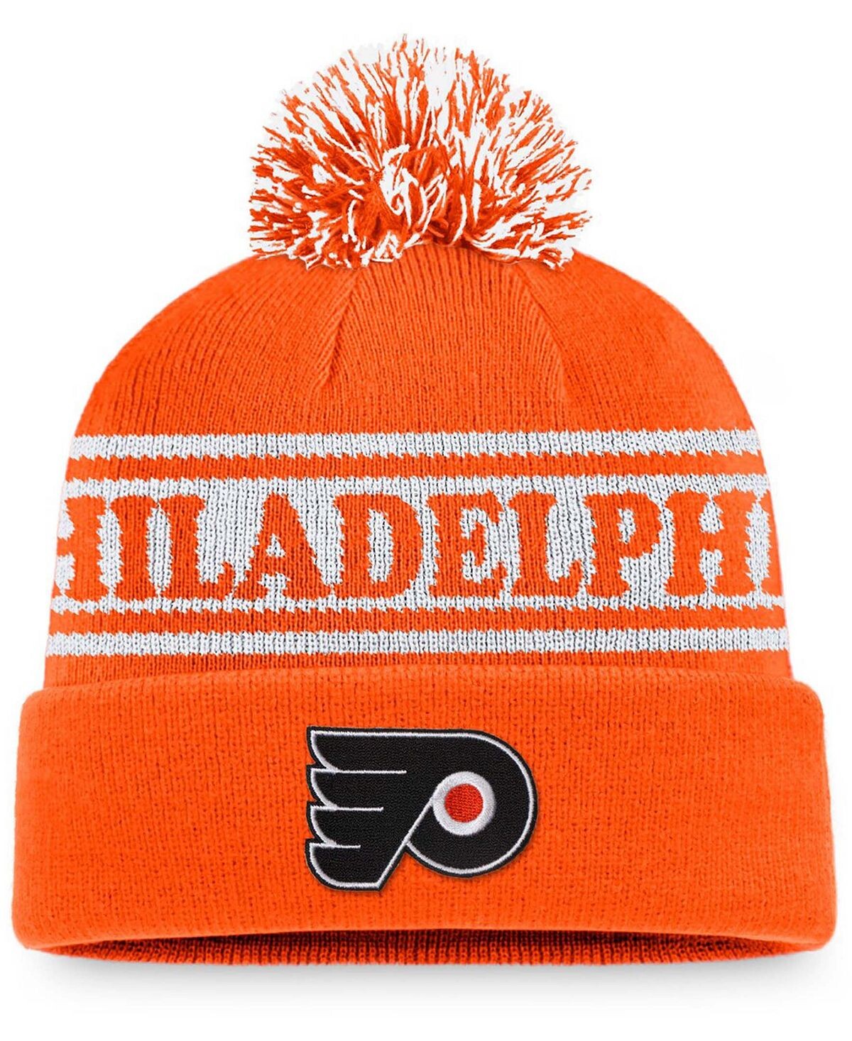 

Мужская оранжевая вязаная шапка Philadelphia Flyers в винтажном стиле Sport Resort с манжетами и помпоном Fanatics