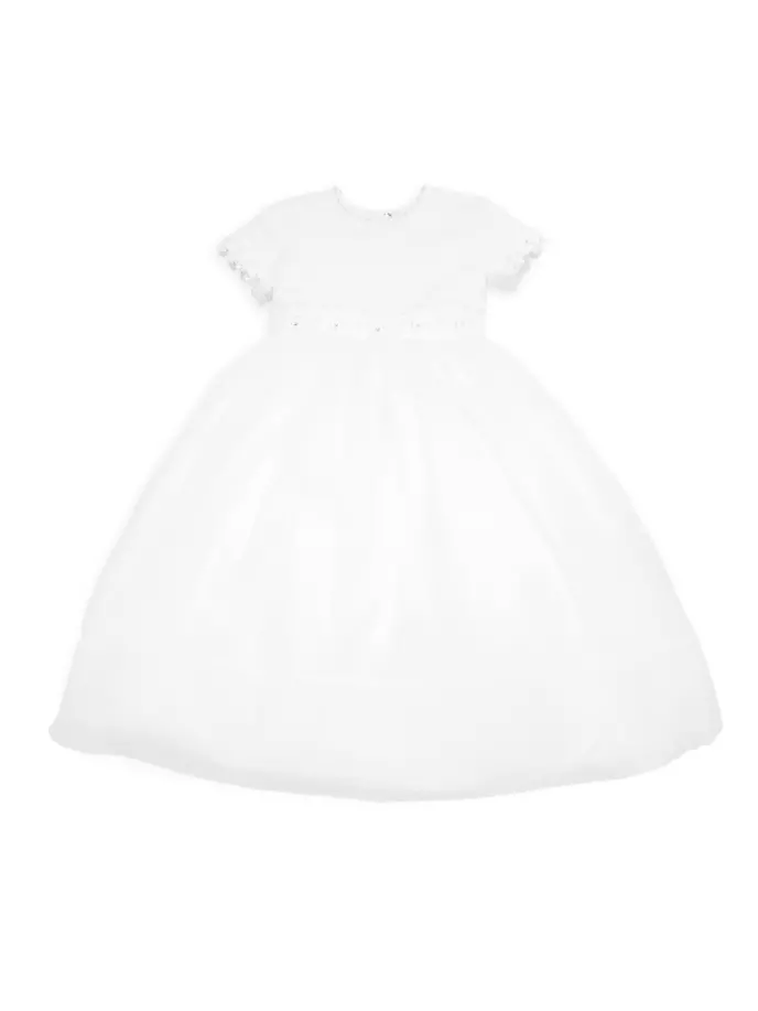 Атласное платье из органзы для причастия маленьких девочек и девочек Joan Calabrese, белый