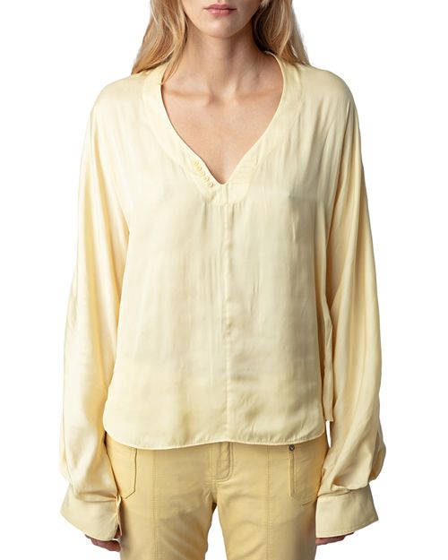 цена Атласная блузка Tonastir Zadig & Voltaire, цвет Yellow