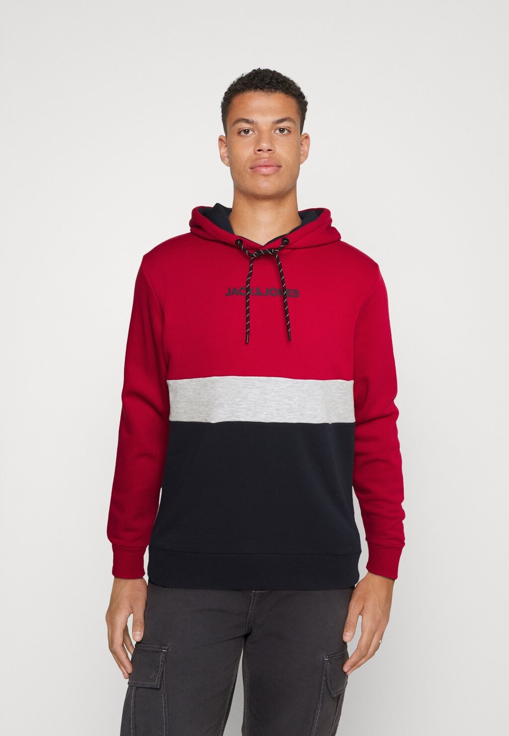 

Худи Jack & Jones Jjereid Blocking Hood, танго красный