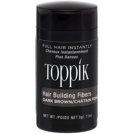 Toppik Hair Building Fibers Powder Dark Brown 3g Bottle - Мгновенный разглаживающий консилер для мужчин и женщин