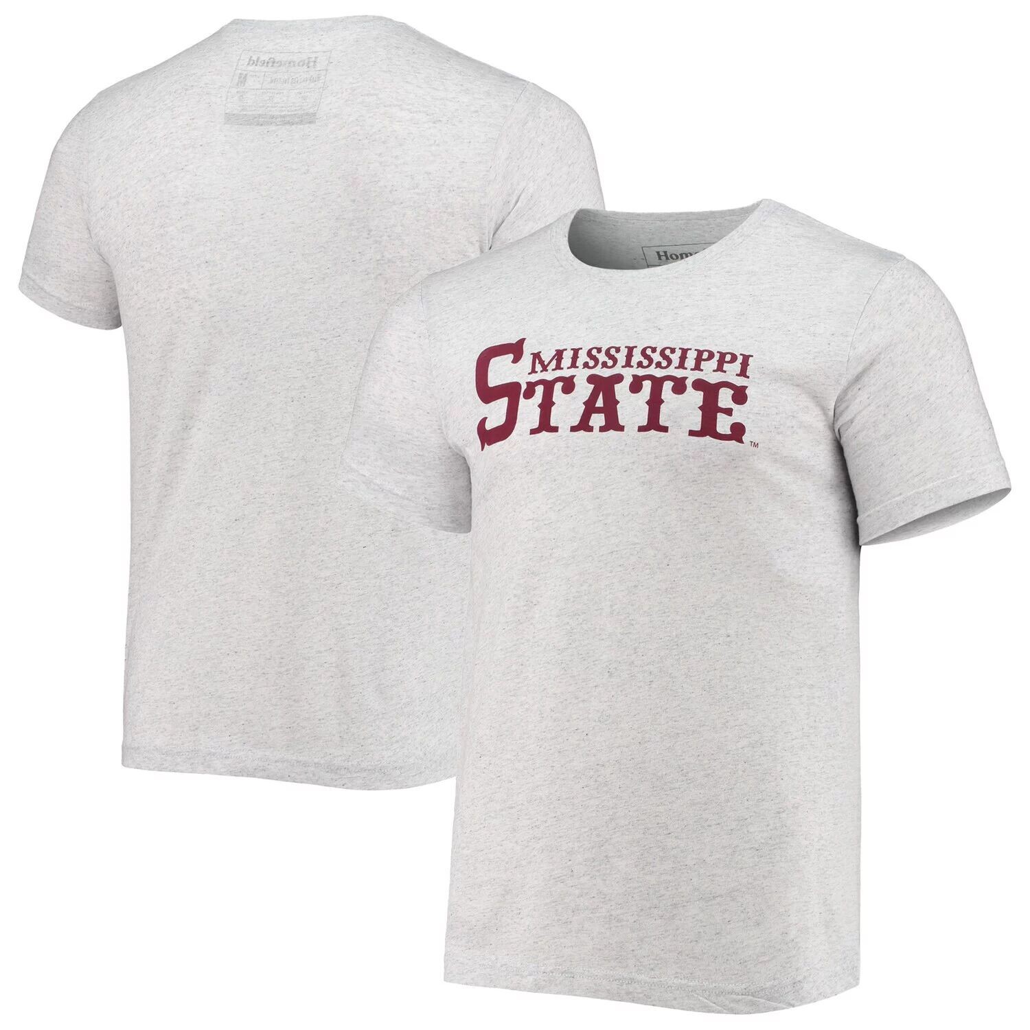 

Мужская винтажная футболка Tri-Blend Homefield с древесно-угольным рисунком Mississippi State Bulldogs Team
