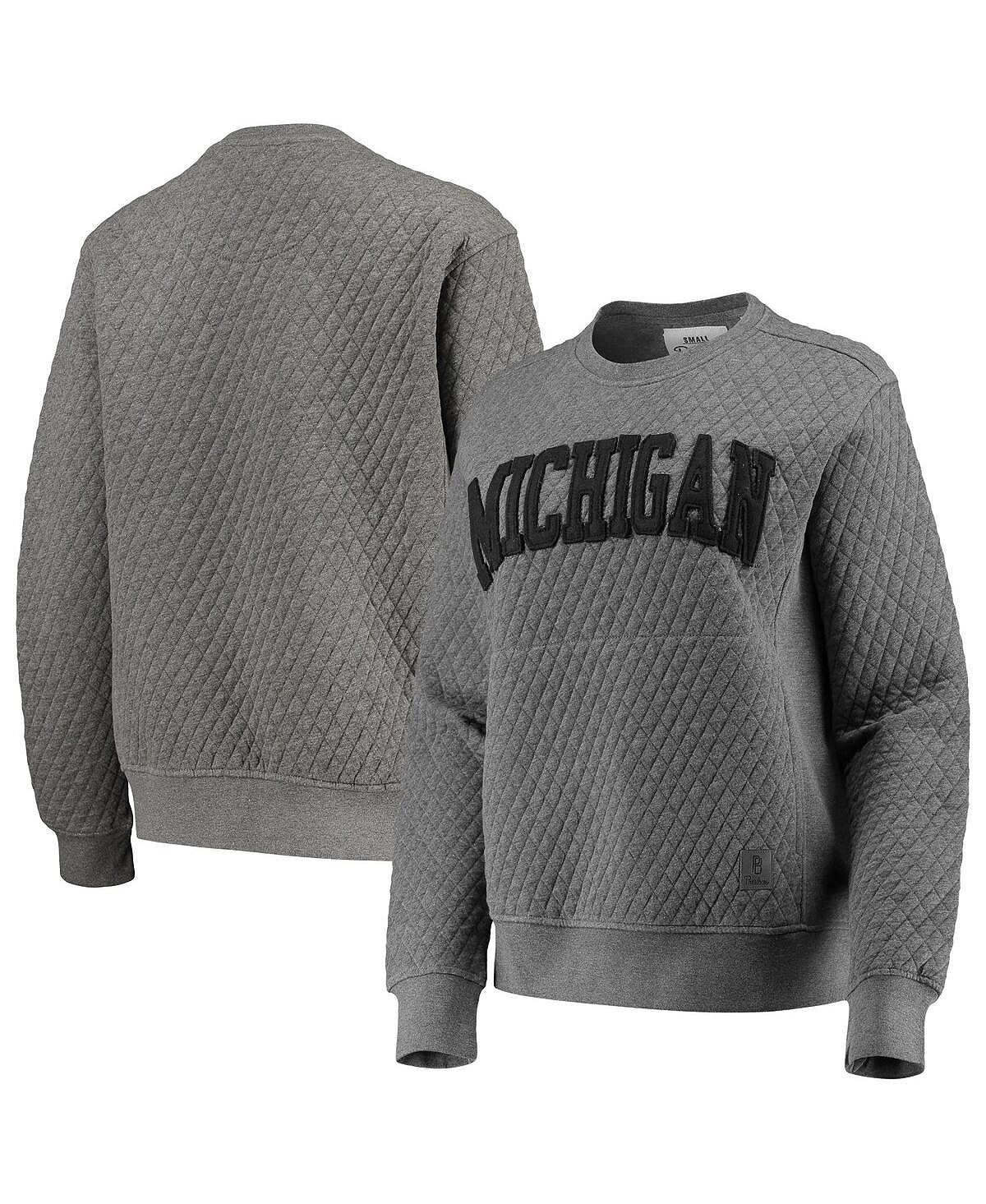 

Женский стеганый пуловер с принтом Heather Charcoal Michigan Wolverines Moose Pressbox