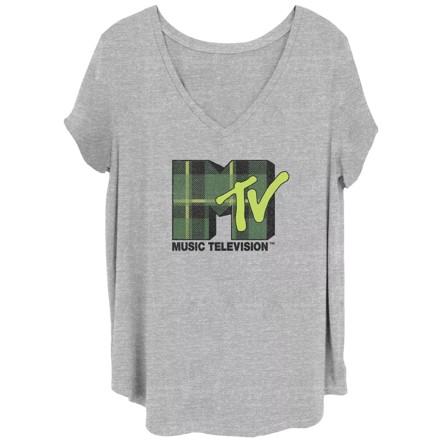 

Зеленая футболка с v-образным вырезом и графическим логотипом MTV для юниоров больших размеров Licensed Character