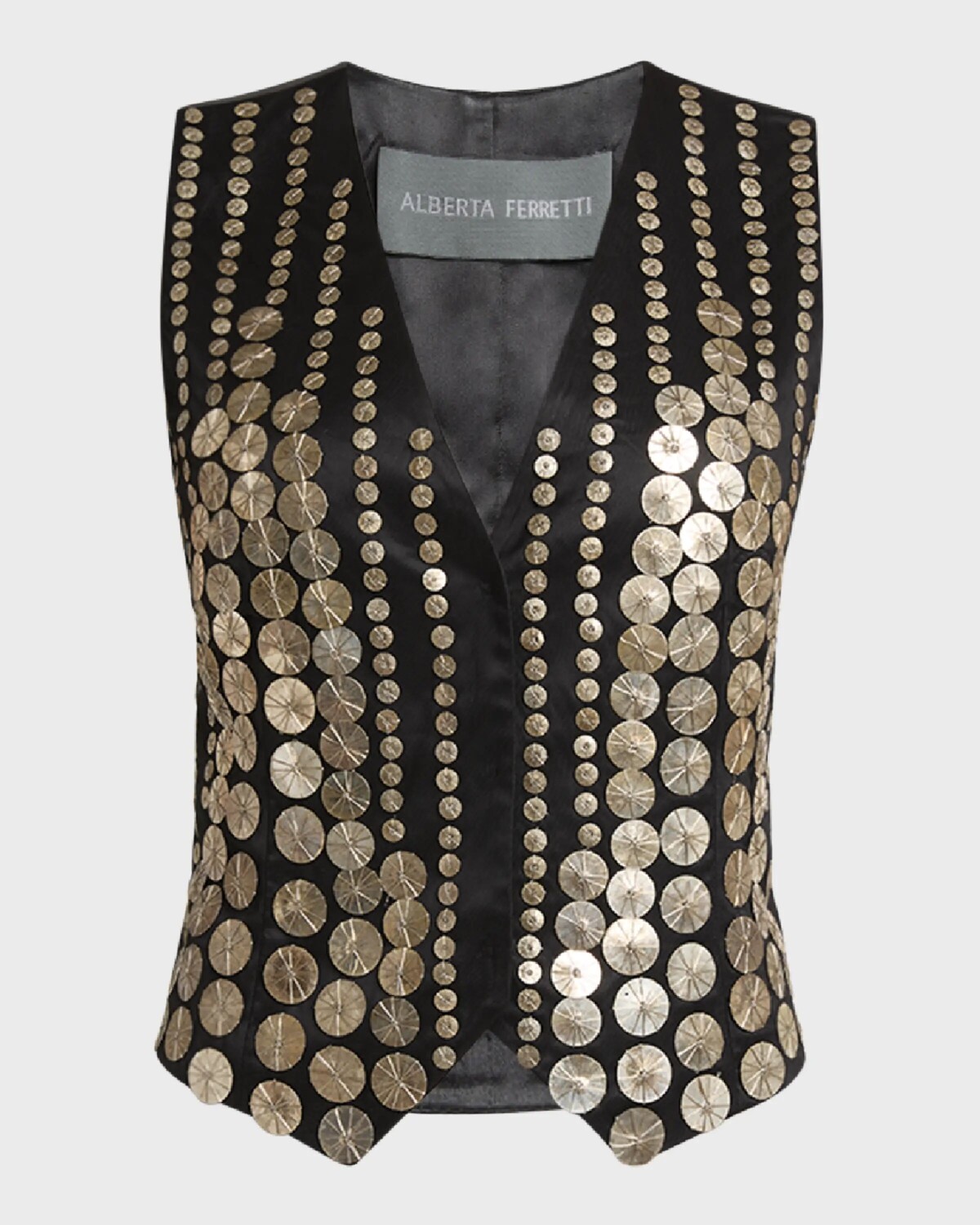 

Шелковый жилет с пайетками Alberta Ferretti, черный