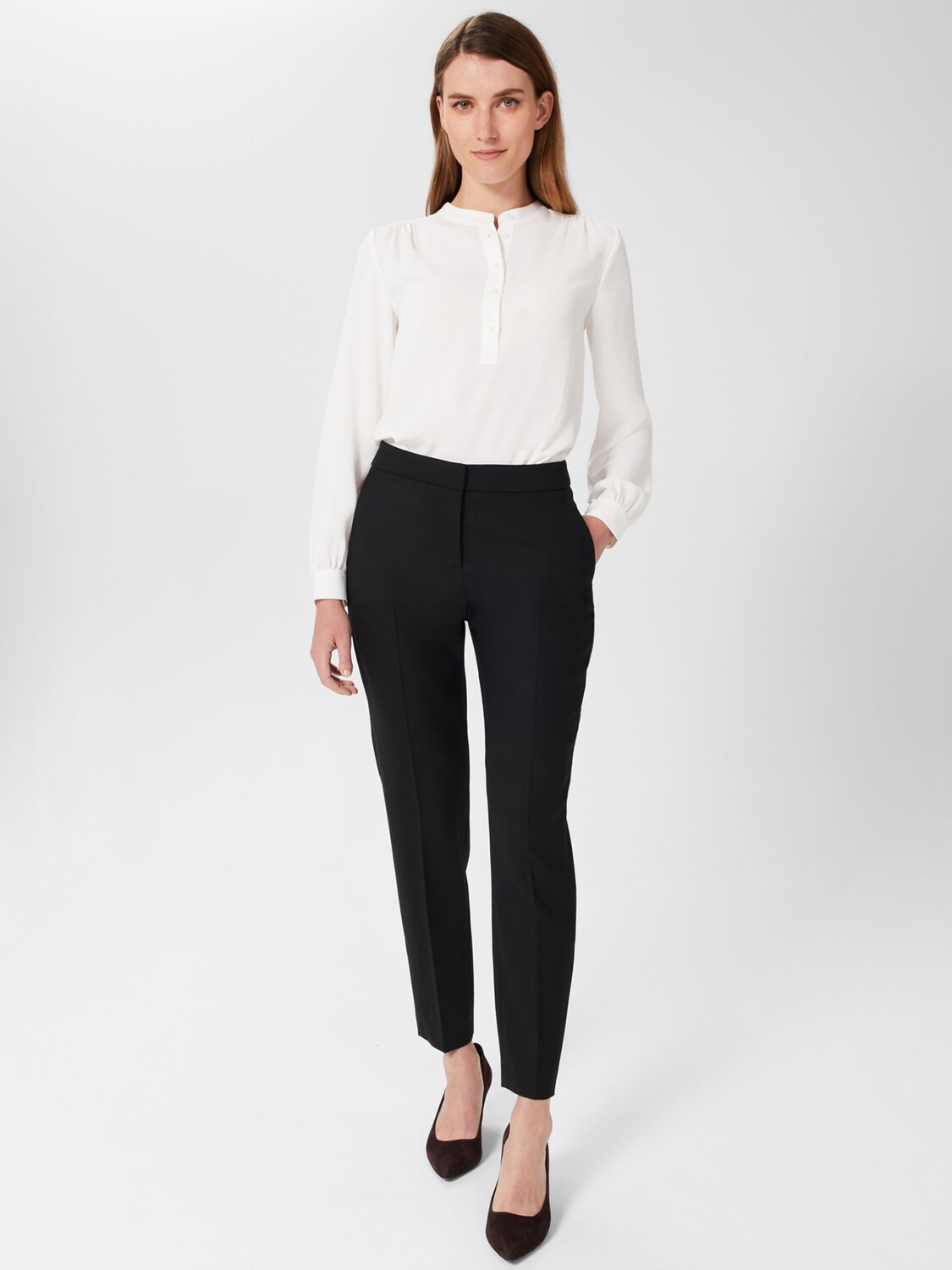 

Брюки Hobbs Petite Gael из смесовой шерсти, черные, Черный