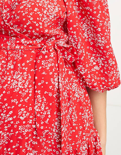 

Красное многоярусное платье макси с запахом Glamorous Maternity