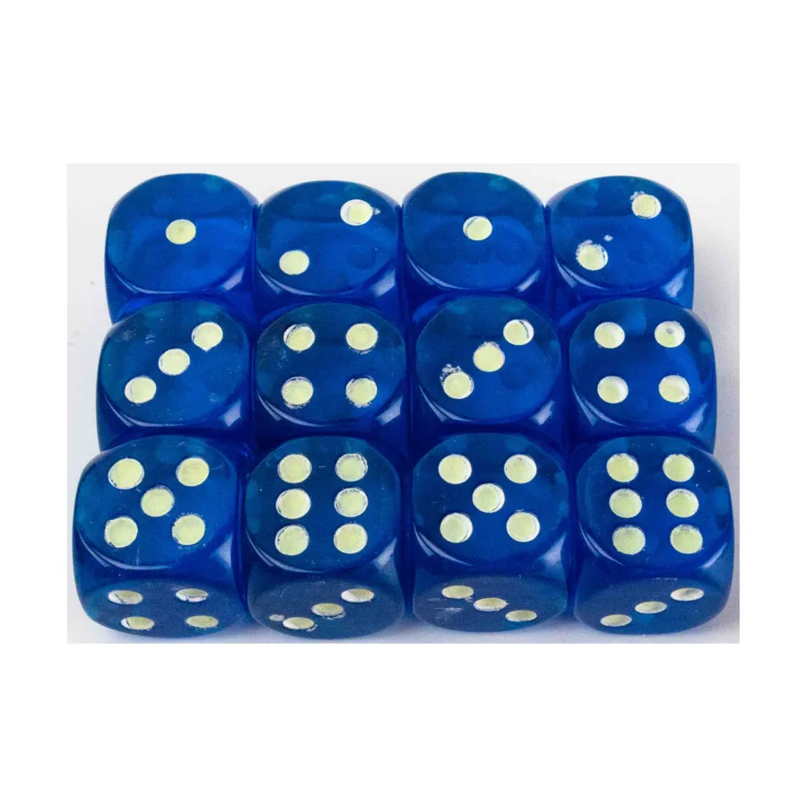 

d6, 16 мм, светящиеся в темноте пятна, синие (12), Dice - d6 Glow-in-the-Dark