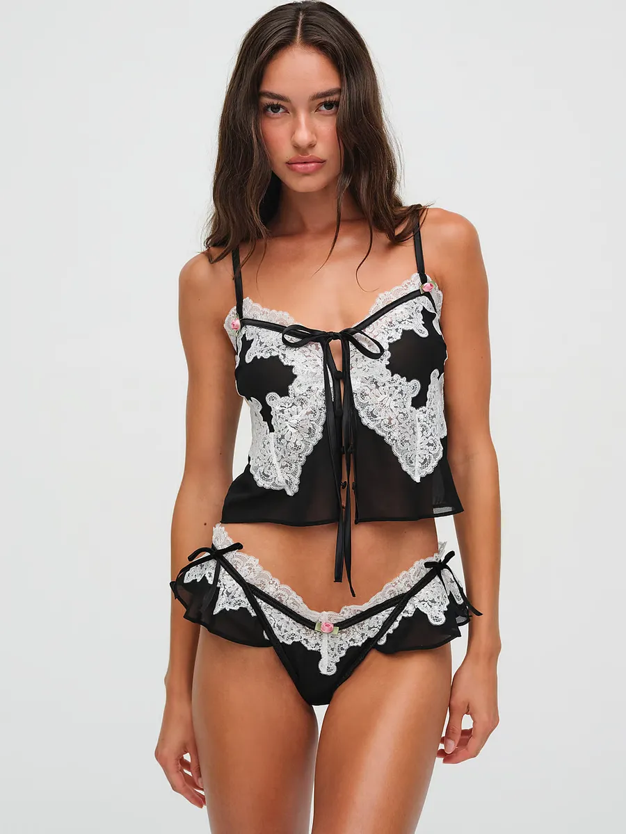 

Мейв Топ For Love & Lemons, черный/кремовый