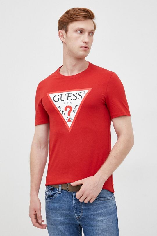 

Хлопковая футболка Guess, красный