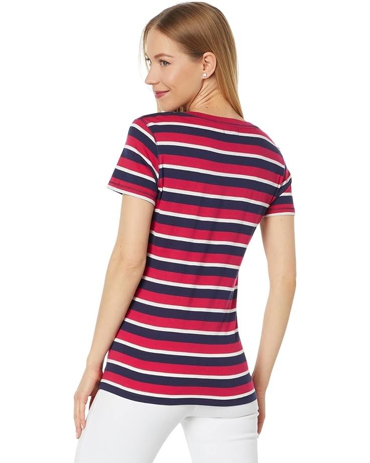 

Рубашка U.S. POLO ASSN. USPA V-Neck Striped Tee Shirt, цвет Electric Fuchsia