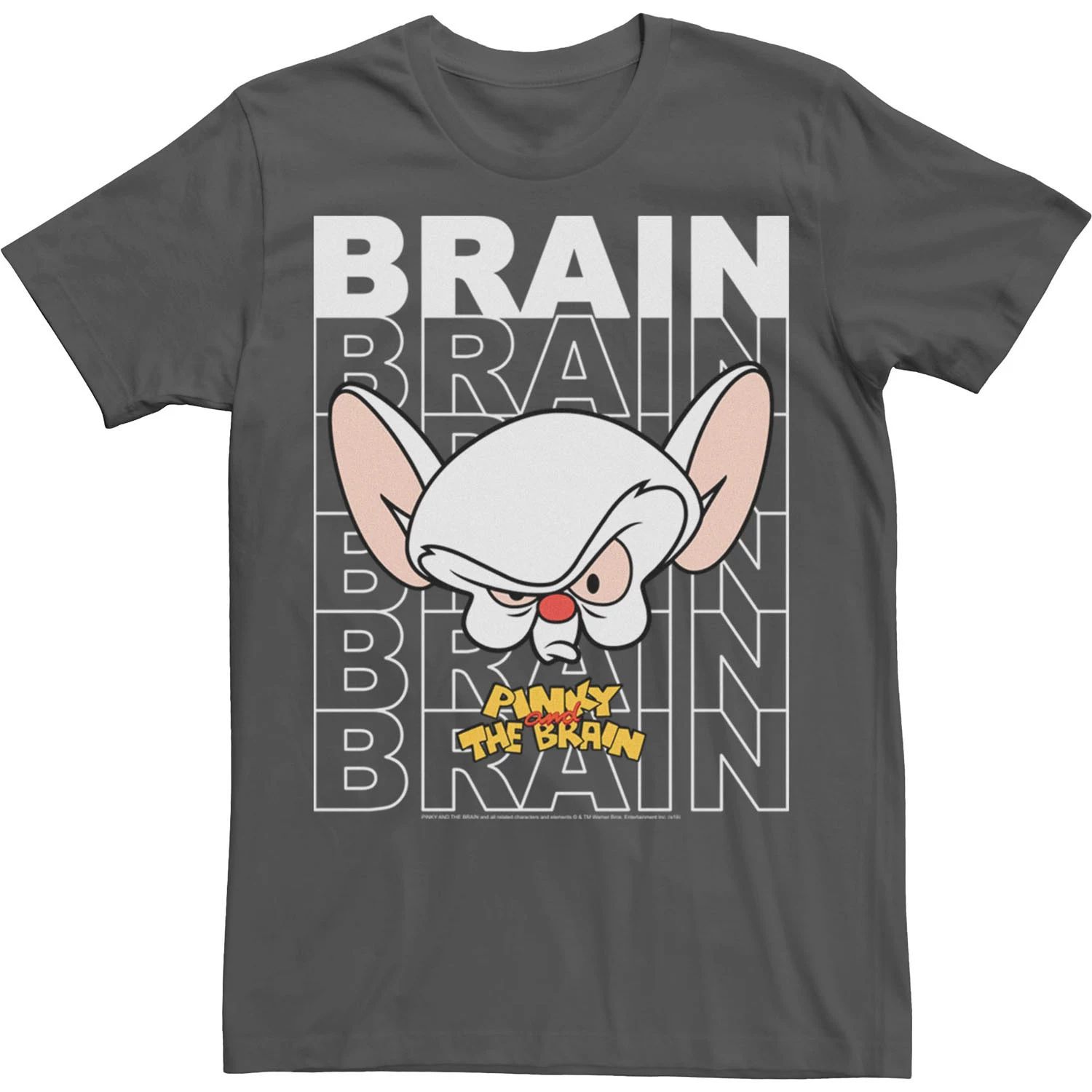 Мужская футболка Pinky And The Brain Text Stack с большим лицом Licensed Character