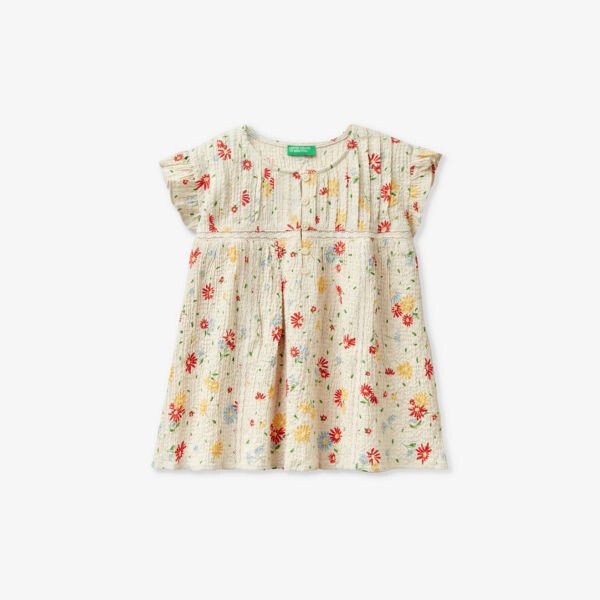 

Топ из крепа-стрейча с цветочным принтом 6-14 лет Benetton, красный