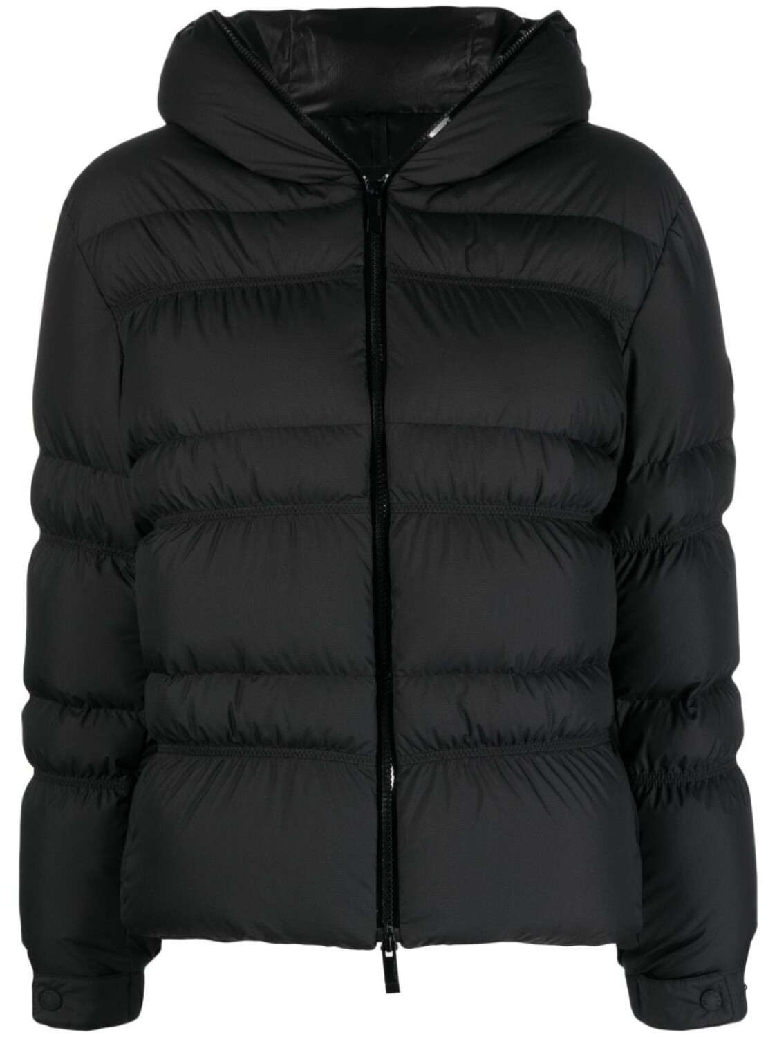 

Moncler пуховик на молнии с капюшоном, черный
