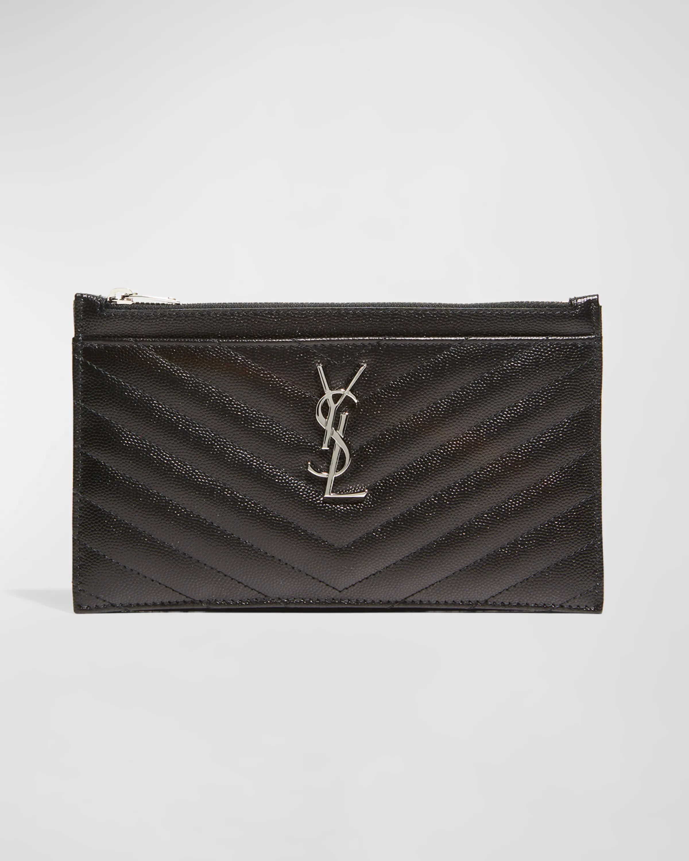 

Маленькая сумка для купюр YSL Monogram из зерненой кожи Saint Laurent, цвет Black