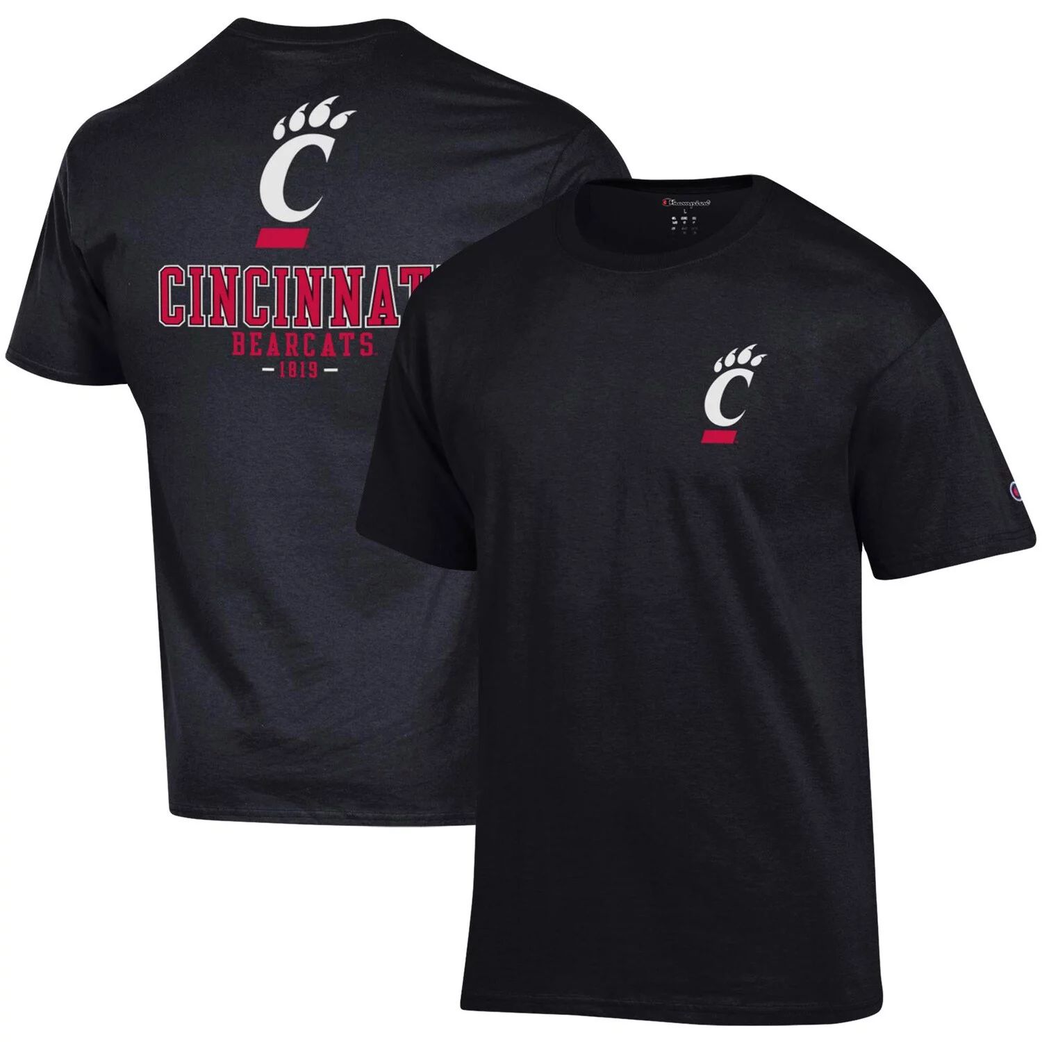 Мужская черная футболка Cincinnati Bearcats Stack 2-Hit Champion