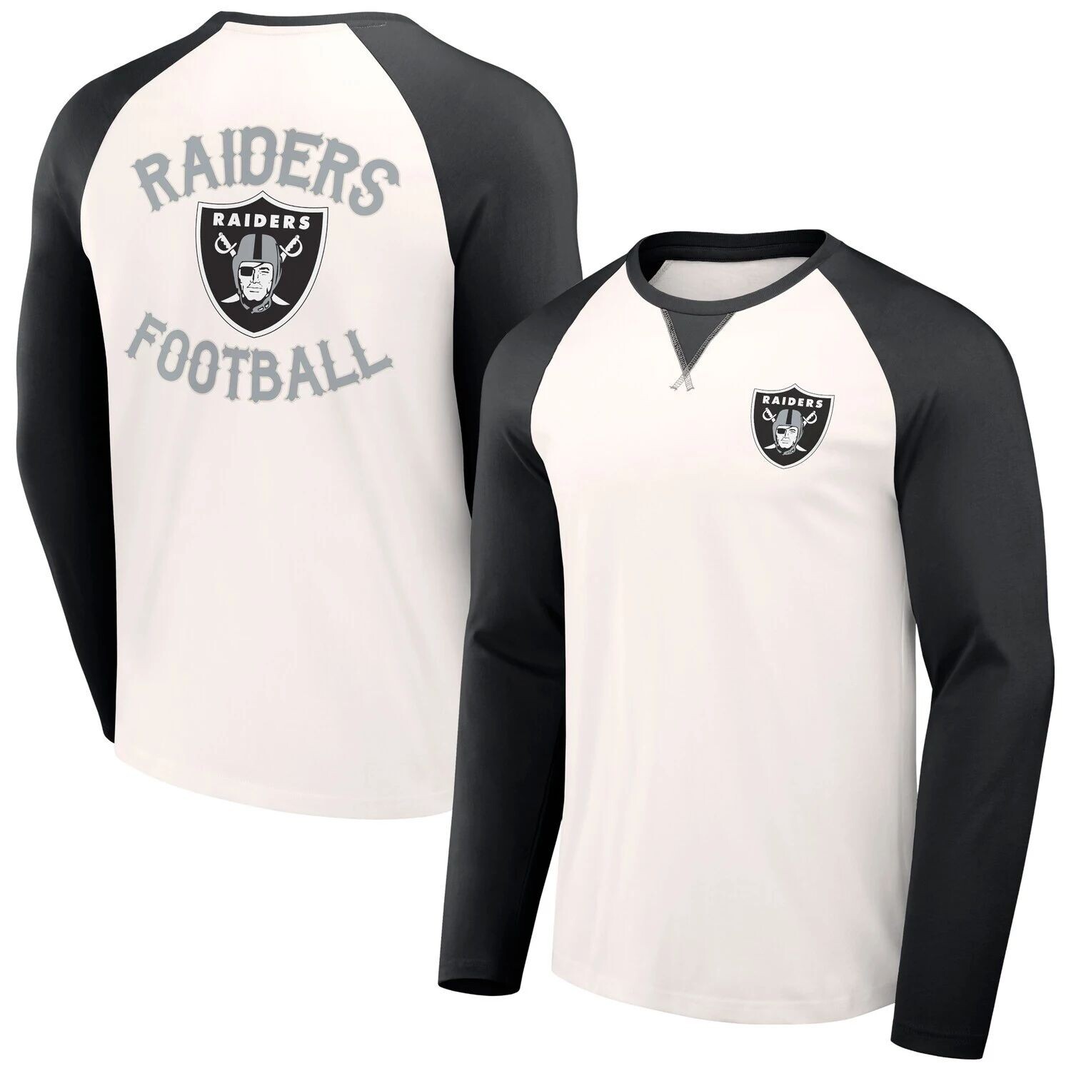 

Мужская футболка NFL x Darius Rucker Collection кремового/черного цвета Fanatics Las Vegas Raiders с длинным рукавом реглан, Черный