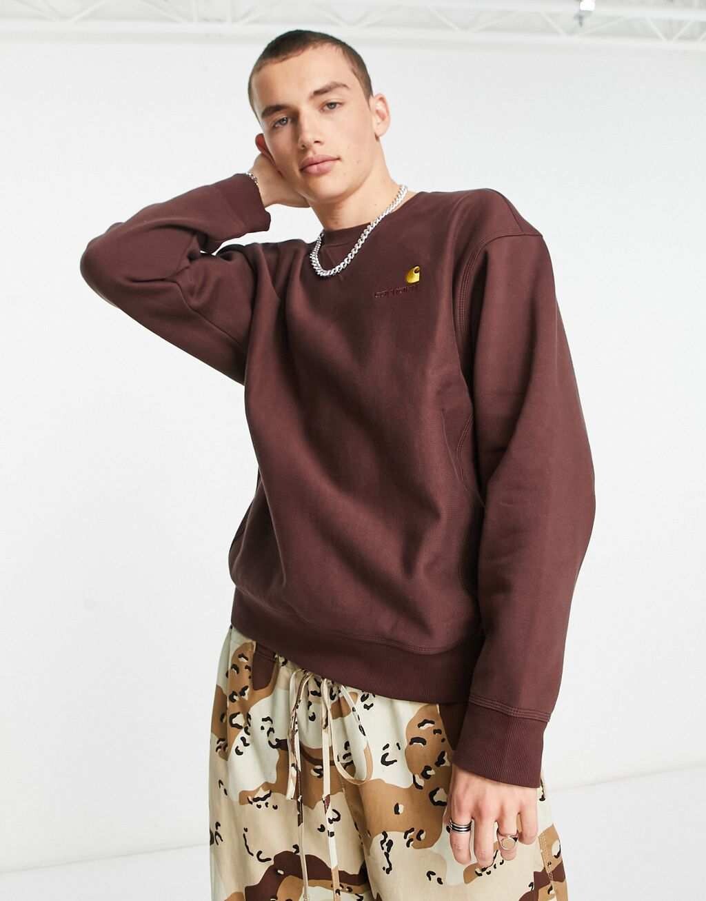 

Коричневый свитшот свободного кроя Carhartt WIP с американским шрифтом