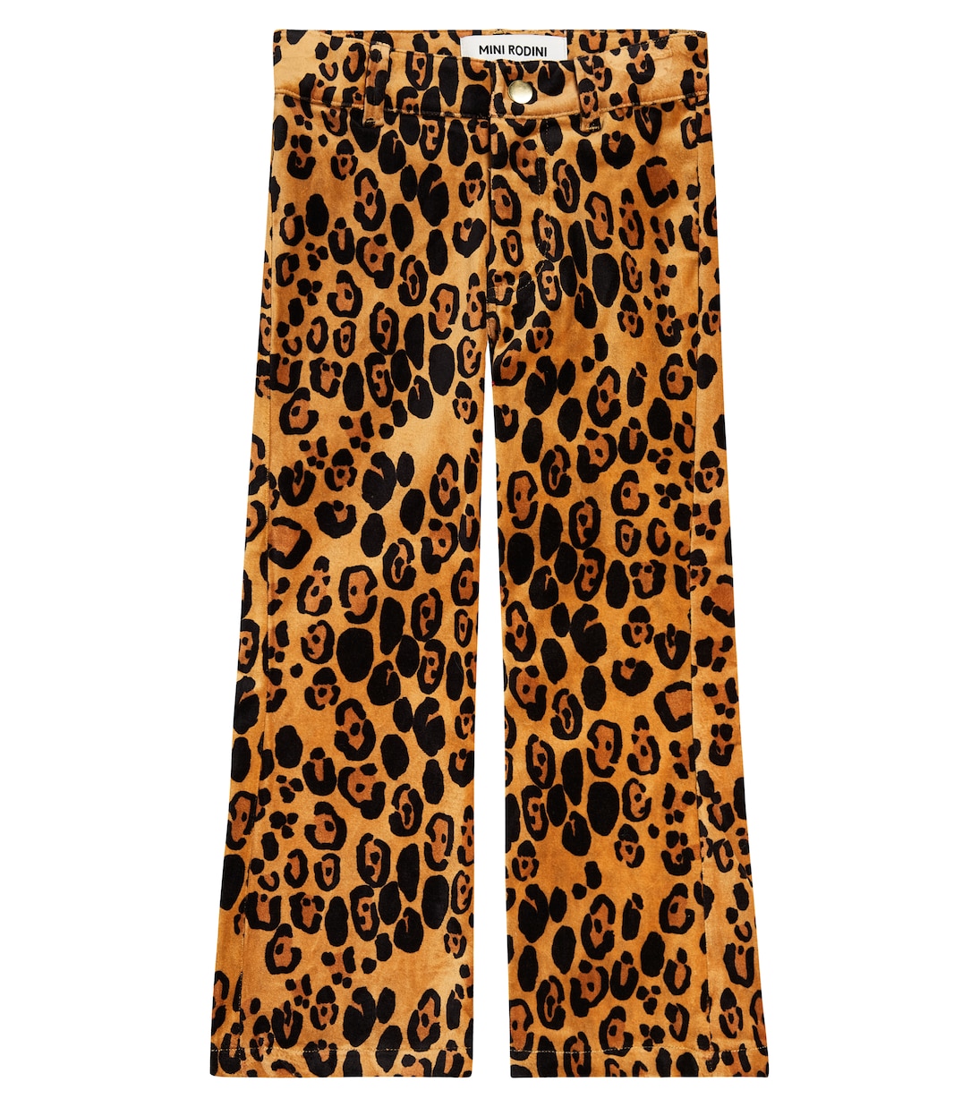 Леопардовые расклешенные брюки из хлопкового бархата Mini Rodini, коричневый