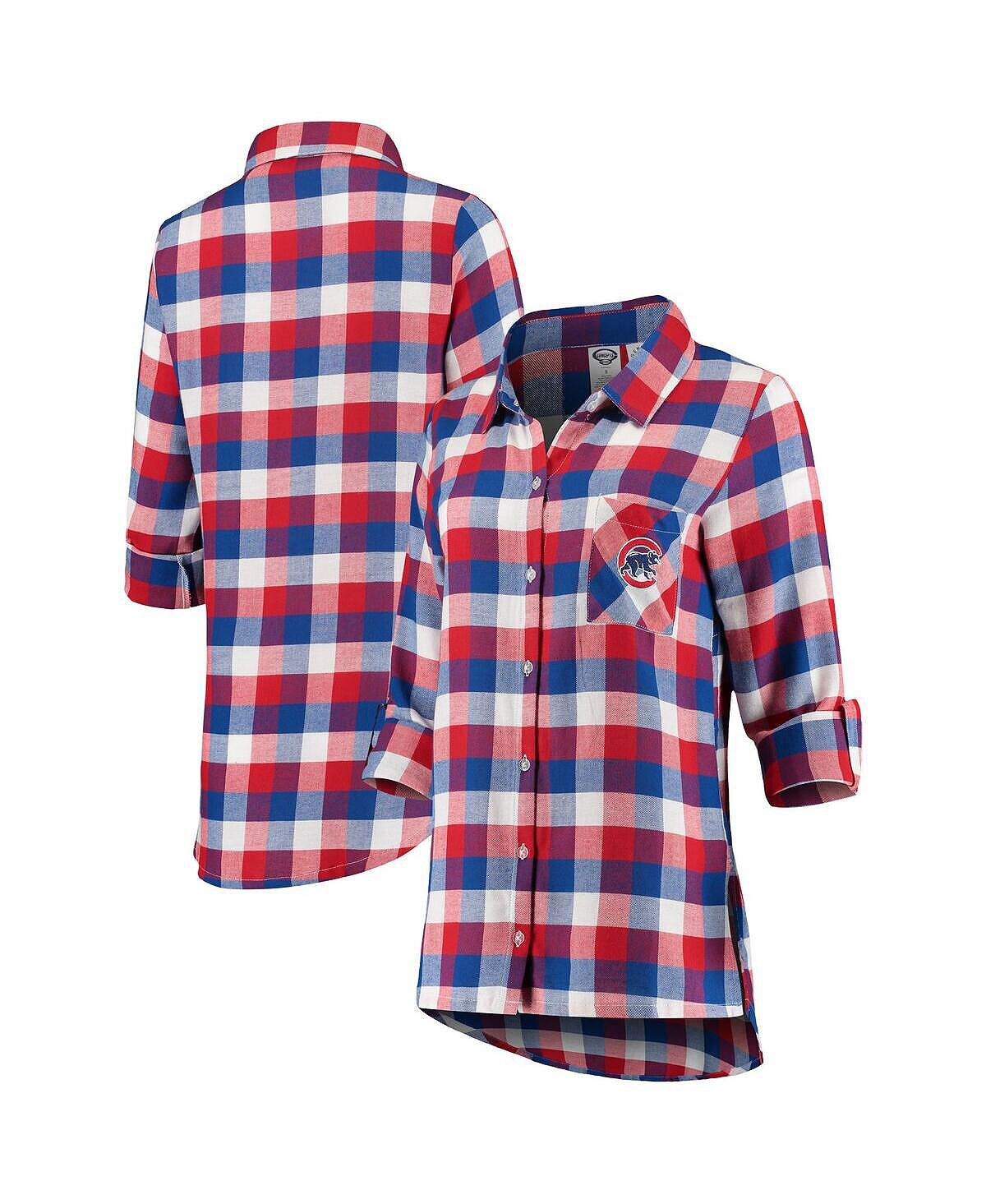 

Женская фланелевая ночная рубашка с длинными рукавами Royal, Red Chicago Cubs Breakout Concepts Sport