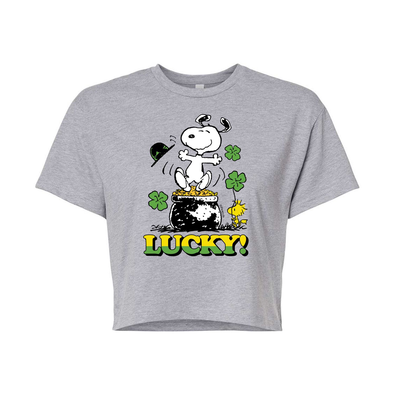 

Укороченная футболка для детей Peanuts Snoopy Lucky Licensed Character, серый