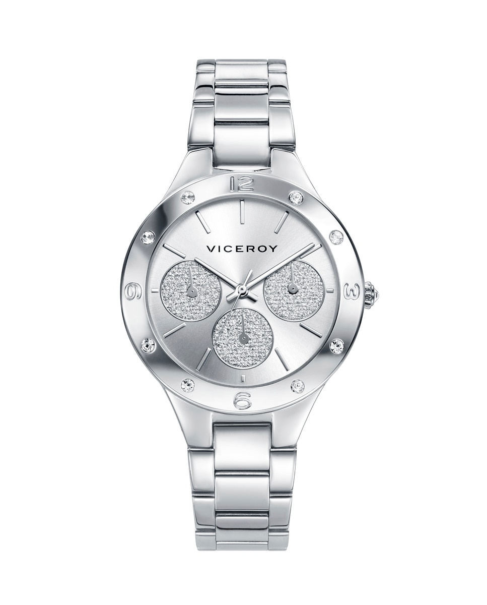 Шикарные многофункциональные женские часы из стали и серебра с циферблатом Viceroy, серебро цена и фото