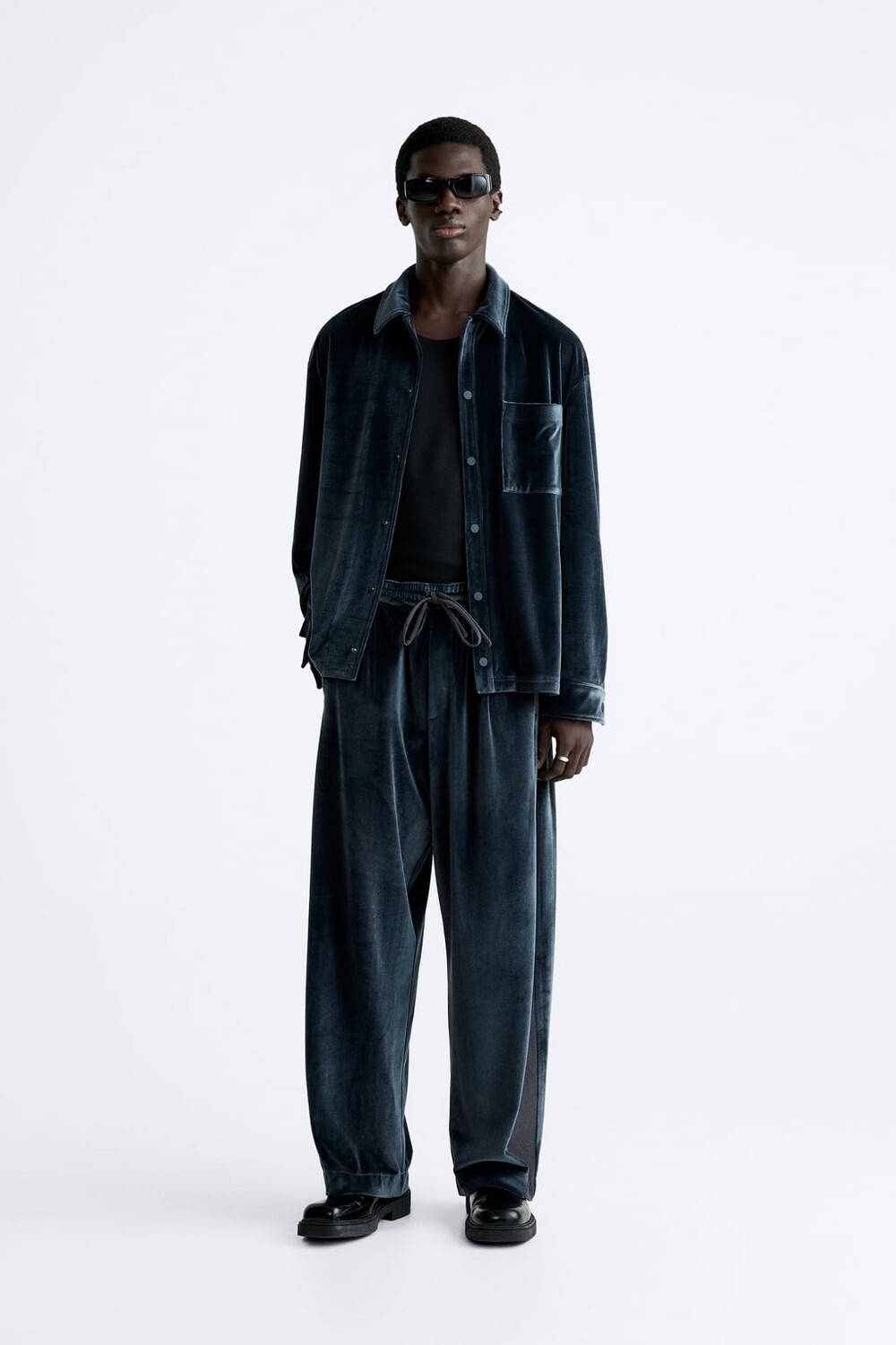 

Бархатная рубашка ZARA, синий