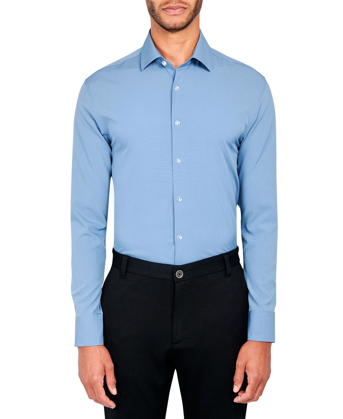 цена Мужская однотонная комфортная классическая рубашка стрейч с охлаждением Ceremony ConStruct