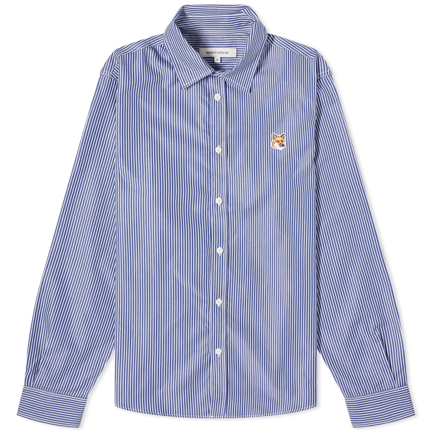 

Рубашка Maison Kitsune Fox Head Patch Classic Striped, цвет Navy & White