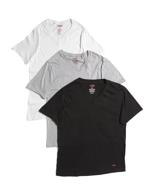 

3 пары футболок с V-образным вырезом Levis, цвет Multi