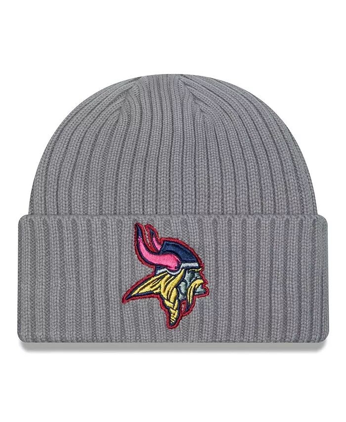 

Мужская серая вязаная шапка Minnesota Vikings Color Pack с несколькими манжетами New Era, серый