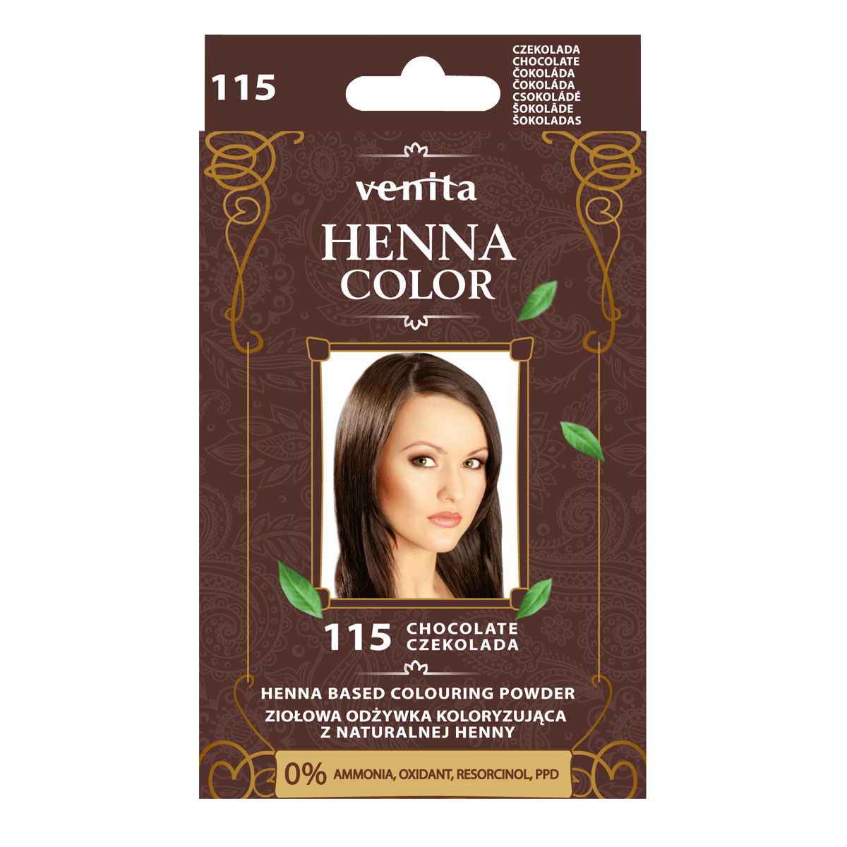 Кондиционер-краска для волос 115 шоколад Venita Henna Color, 25 гр
