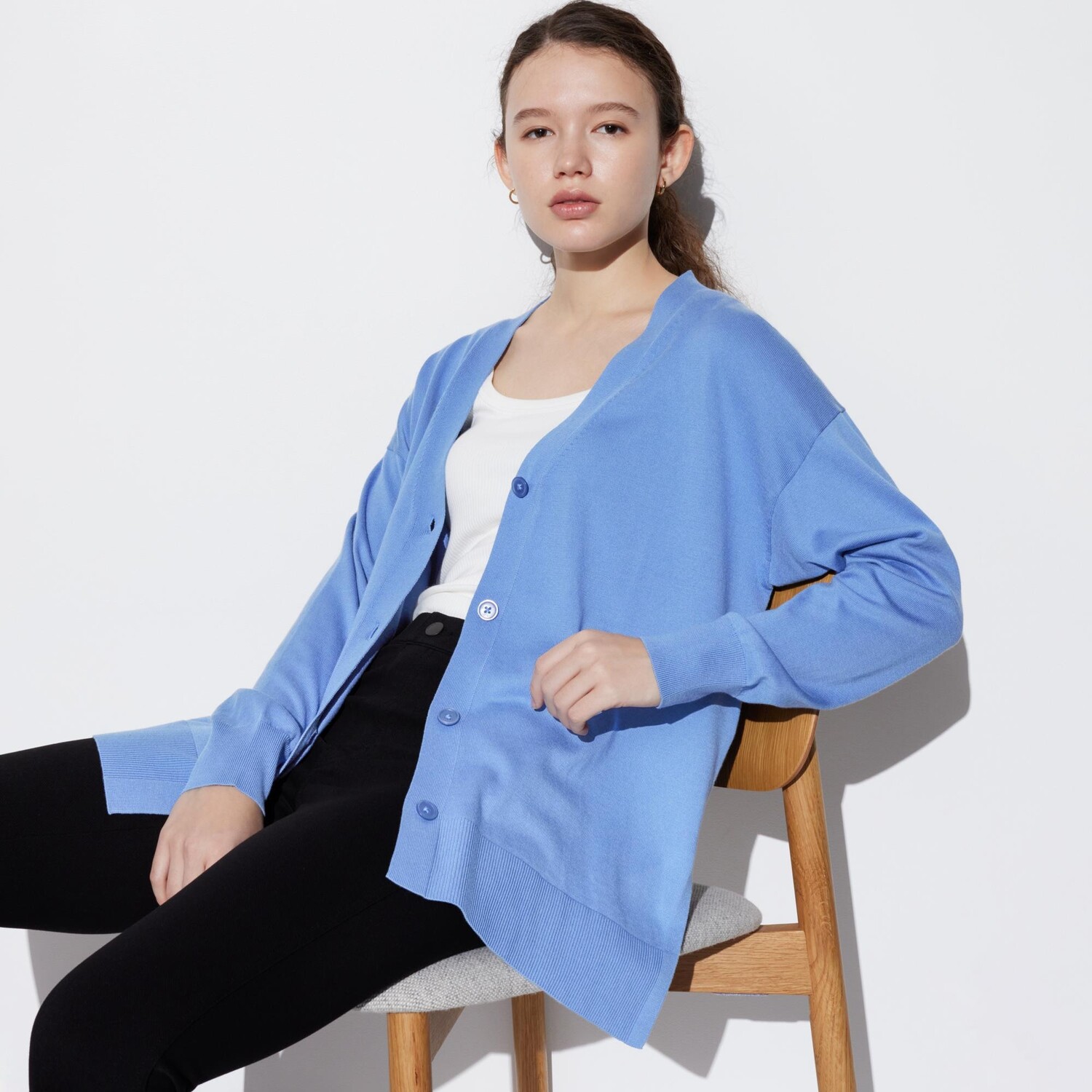 

Кардиган Uniqlo женский с v-образным вырезом, синий